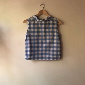 Sweet blue white gingham tank top